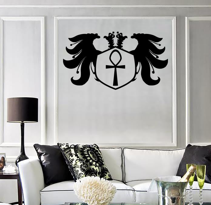 Vinyl Wall Decal Two-headed Eagle Shield Heraldic Symbol Unique Gift (n1696)