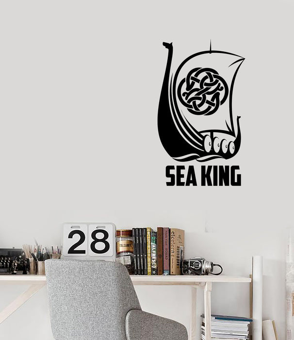 Vinyl Wall Decal Sticker Viking Ship King Sailors Sea Waves Art Unique Gift (n1432)