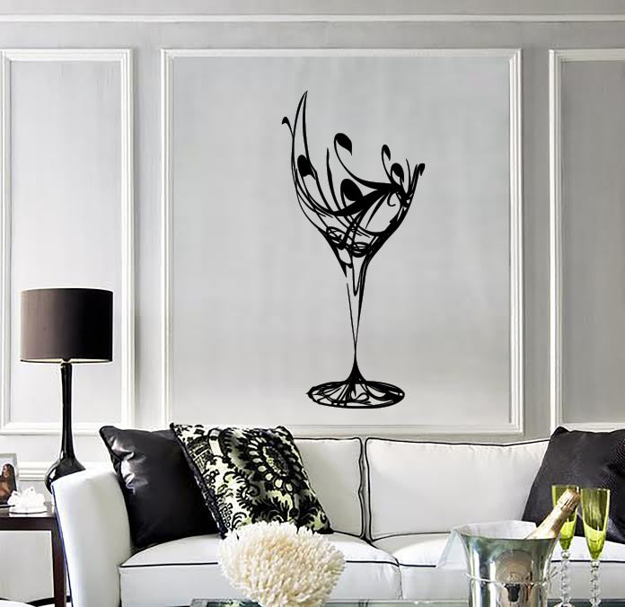 Wall Vinyl Decal Bar Cafe Decor Wine Cocktail Glass Sticker Unique Gift (n1644)