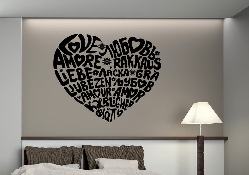 Wall Vinyl Decal Sticker Quote Word Love in Different Language of World Unique Gift (n1363)