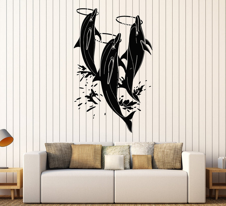 Vinyl Wall Decal Dolphins Show Zoo Water Park Bathroom Design Stickers Unique Gift (881ig)