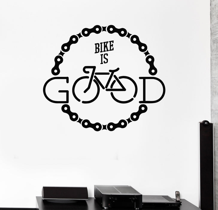 Vinyl Wall Stickers Bike Boy Room Bicycle Chain Quote Mural Decal Unique Gift (223ig)