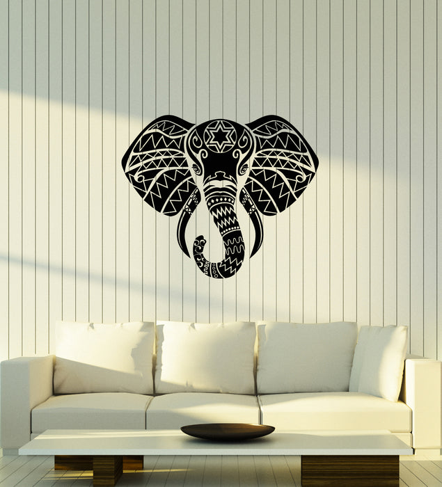 Vinyl Wall Decal India Elephant God Hindu Animal Ornament Stickers (3752ig)