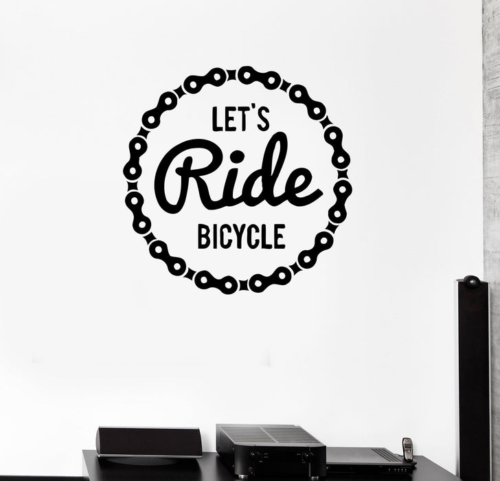 Vinyl Wall Decal Bicycle Chain Bike Teen Room Decor Quote Stickers Unique Gift (222ig)