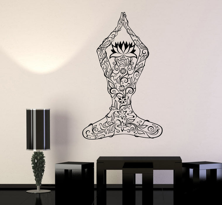 Vinyl Wall Decal Yoga Woman Meditation Room Pattern Stickers Mural Unique Gift (225ig)