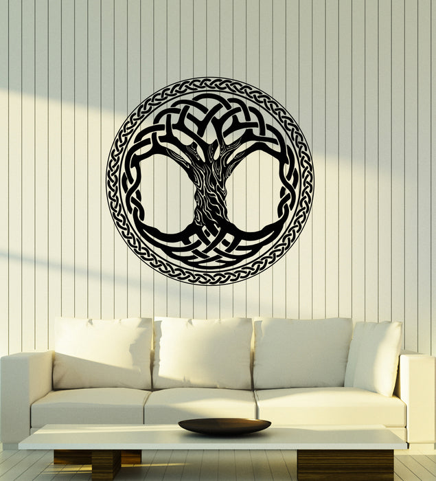 Vinyl Wall Decal Celtic Ornament Pattern Circle Tree of Life Home Decor Nature Ethnic Style Stickers (4387ig)