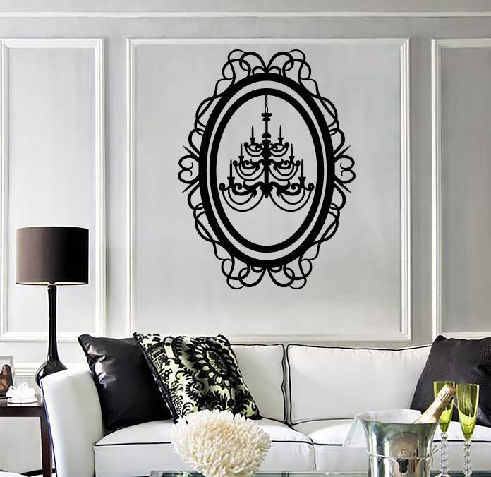 Vinyl Decal Wall Sticker Chandelier Beautiful Oval Frame Decoration Unique Gift (n1464)