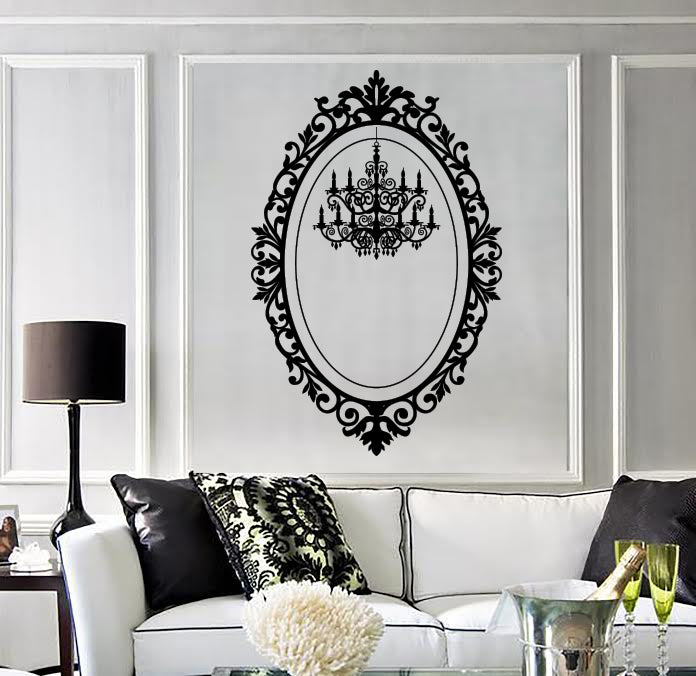 Vinyl Decal Wall Sticker Chandelier Beautiful Oval Frame For Decoration Unique Gift (n1465)