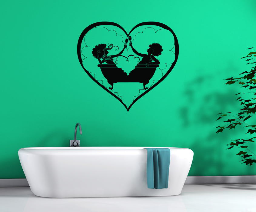 Vinyl Wall Decal Bathroom Beauty Couple Relax Pose Soap Suds Bubbles Unique Gift (n1868)