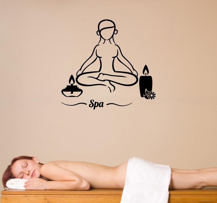 Vinyl Wall Decal Beauty Spa Center Logo Relax Pose Incense Candle Unique Gift (n1867)