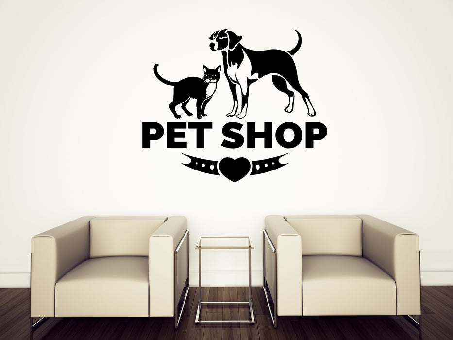 Wall Vinyl Decal Pet Store Logo Cat Dog Home Animals Design Unique Gift (n1609)