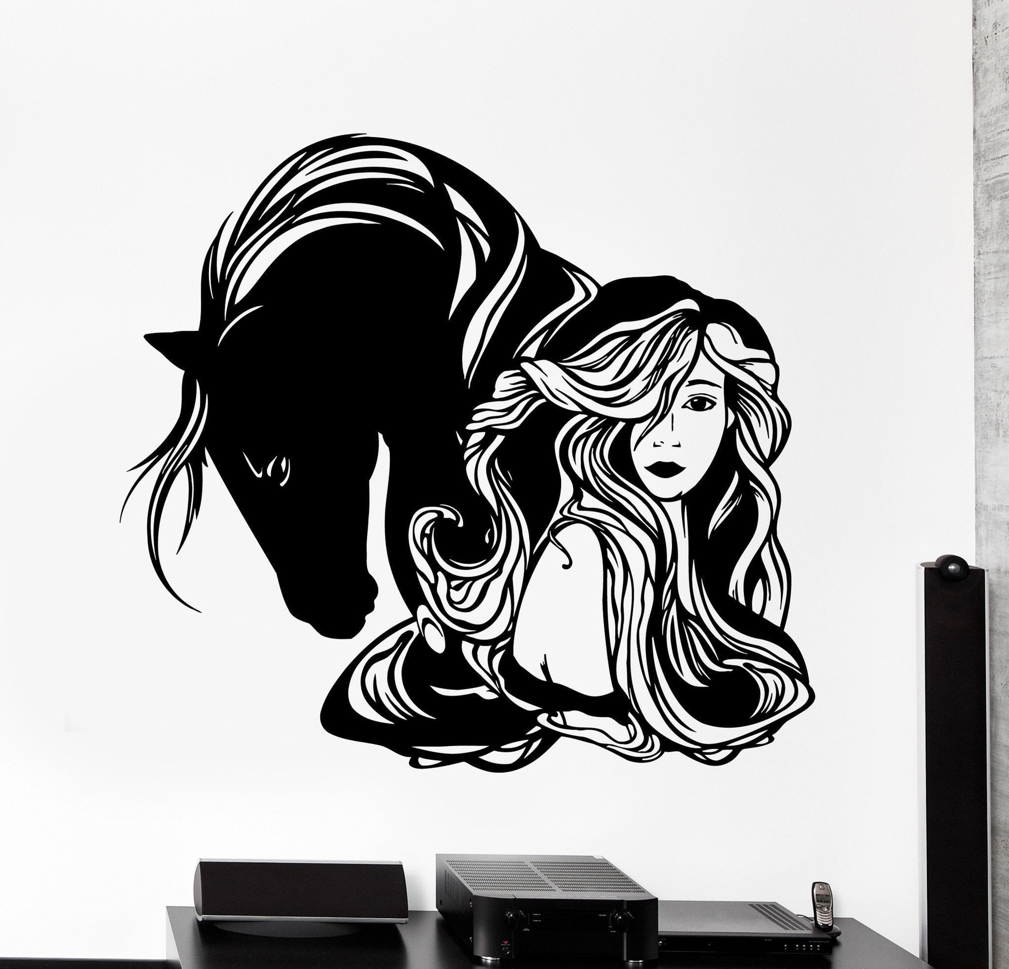Wall Vinyl Decal Girl And Horse Romantic Love Home Interior Decor Uniq ...