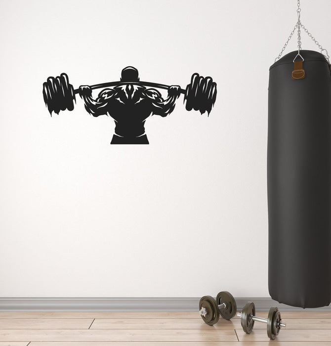 Vinyl Wall Decal Bodybuilding Sport Man Weightlifter Athlete Barbell Stickers Mural (g009)