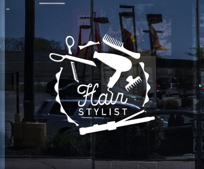 Window SignBoard and Vinyl Wall Decal Hair Stylist Barber Tools Beauty Stickers Mural Unique Gift (404igw)