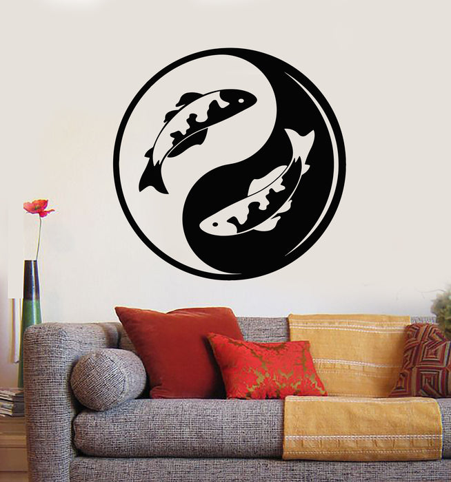 Vinyl Wall Decal Koi Fish Yin Yang Zen Asian Decor Fishes Yoga Symbol Stickers Mural (g2198)