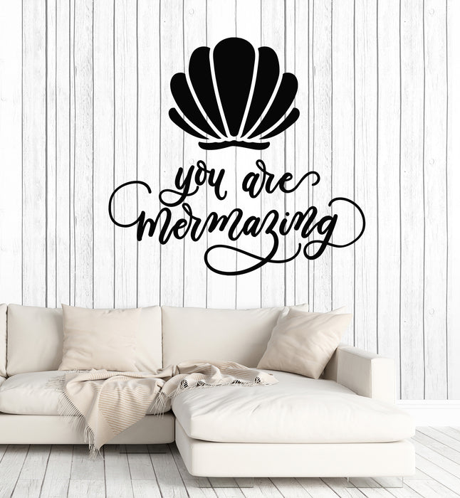 Autocollant mural en vinyle avec phrase inspirante « You Are Mermazing » (g6485)