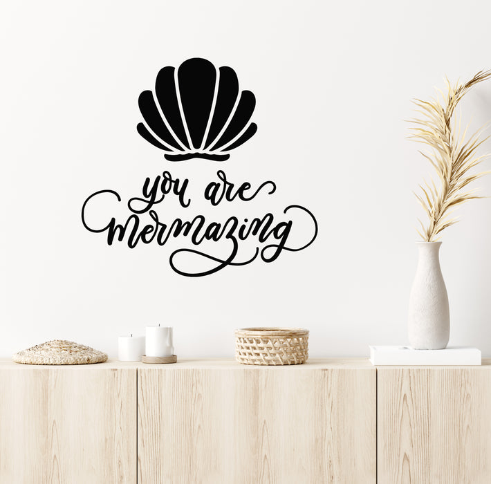 Autocollant mural en vinyle avec phrase inspirante « You Are Mermazing » (g6485)