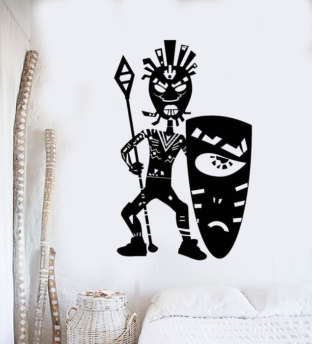 Виниловые наклейки на стену аборигены ацтекский этнический декор щит маска наклейки фреска (g5590)
