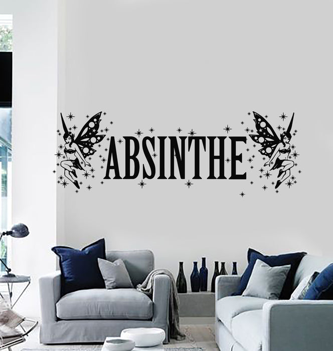 Vinyl Wall Decal Alcohol Absinthe Lettering Bar Pub Fairy Stickers Mural (g5559)
