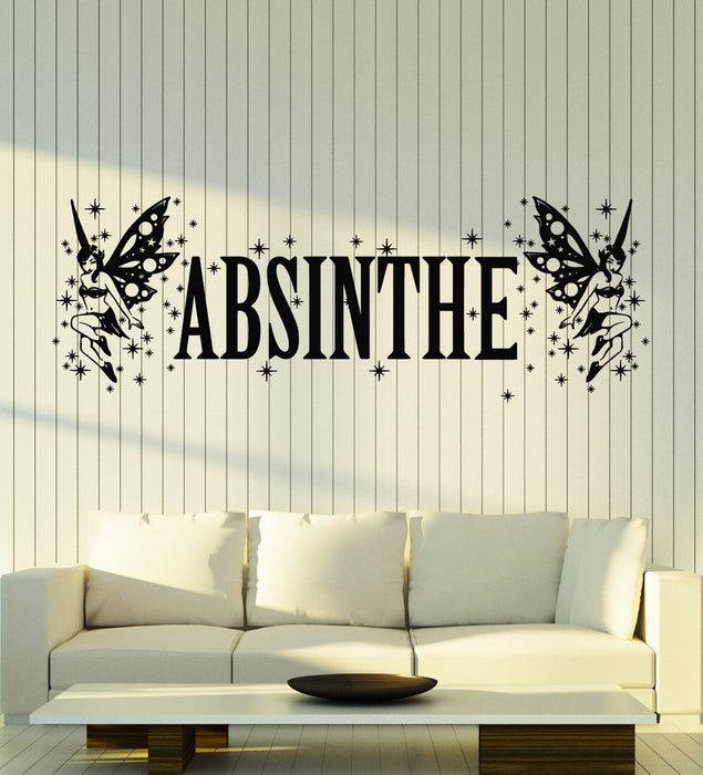Vinyl Wall Decal Alcohol Absinthe Lettering Bar Pub Fairy Stickers Mural (g5559)