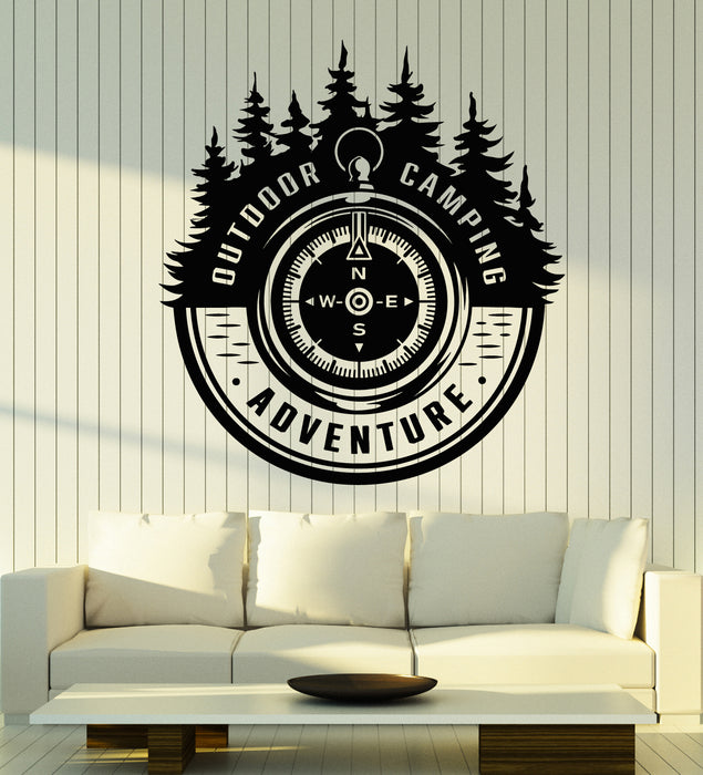 Vinyl Wall Decal Outdoor Camping Adventure Compass Motivation Stickers Mural (g2578)