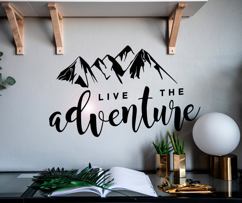 Vinyl Wall Decal Motivation Phrase Live The Adventure Stickers Mural 22.5 in x 13.5 in gz123