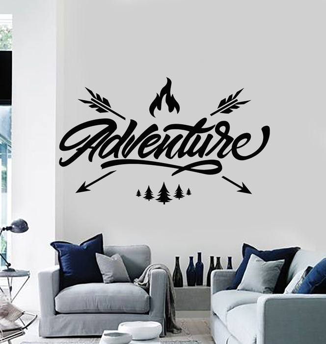 Vinyl Wall Decal Travel Adventure Awaits Inspiring Words Stickers Mural (g4926)