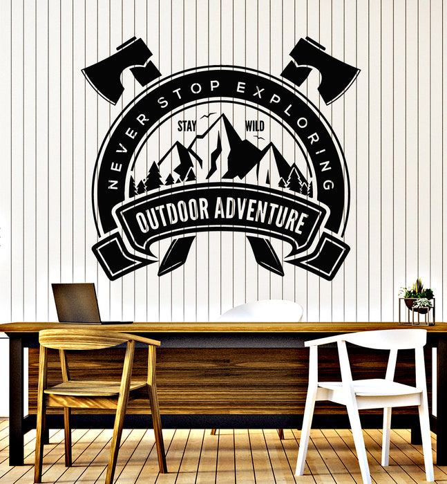 Виниловая наклейка на стену с фразой «Приключения на свежем воздухе, никогда не прекращай исследовать» (g5216)