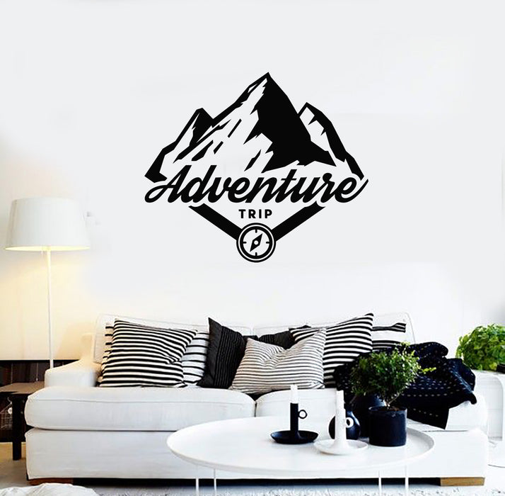 Vinyl Wall Decal Adventure Trip Compass Mountains Travel Stickers Mural (g6538)