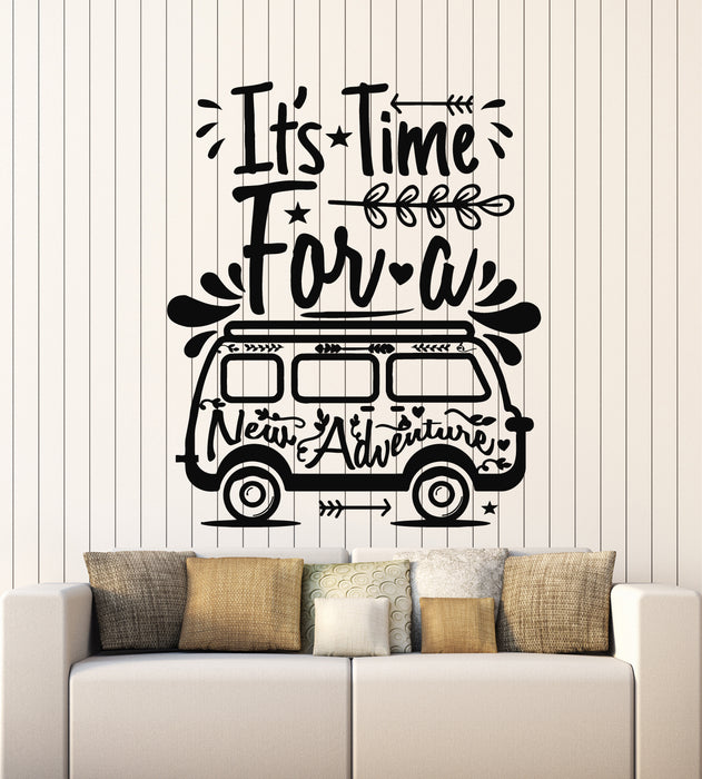 Vinyl Wall Decal It's Time For Adventure Inspire Quote Travel Stickers Mural (g7020)