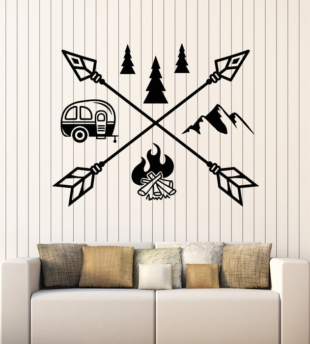 Vinyl Wall Decal Camping Arrows Adventure Camp Nature Forest Stickers Mural (g7606)