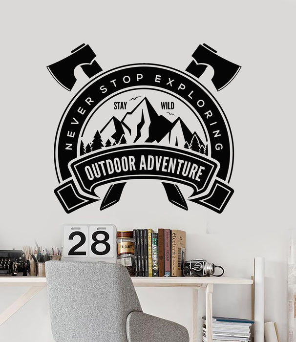 Виниловая наклейка на стену с фразой «Приключения на свежем воздухе, никогда не прекращай исследовать» (g5216)
