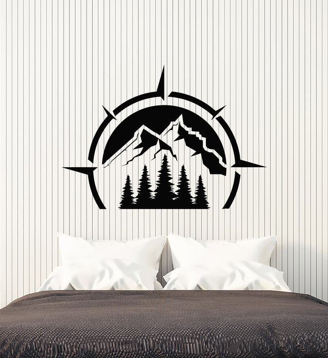 Виниловая наклейка на стену Adventure Awaits Compass Mountains Home Interior Stickers Mural (g6627)