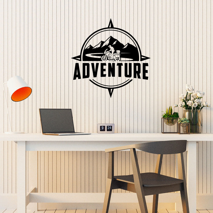 Adventure Vinyl Wall Decal Lettering Star Motorbike Mountains Hobby Tourism Stickers Mural (k307)