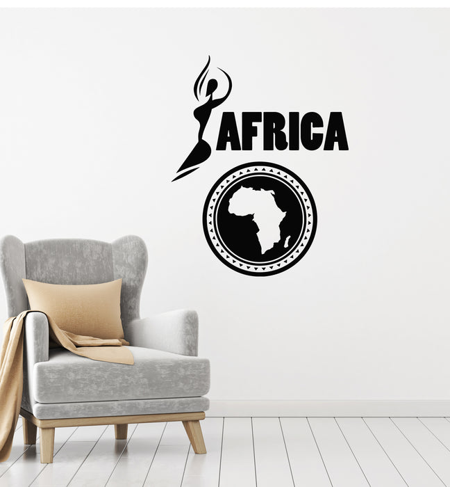 Vinyl Wall Decal African Continent Symbol Africa Map Ethnic Style Stickers Mural (g3500)