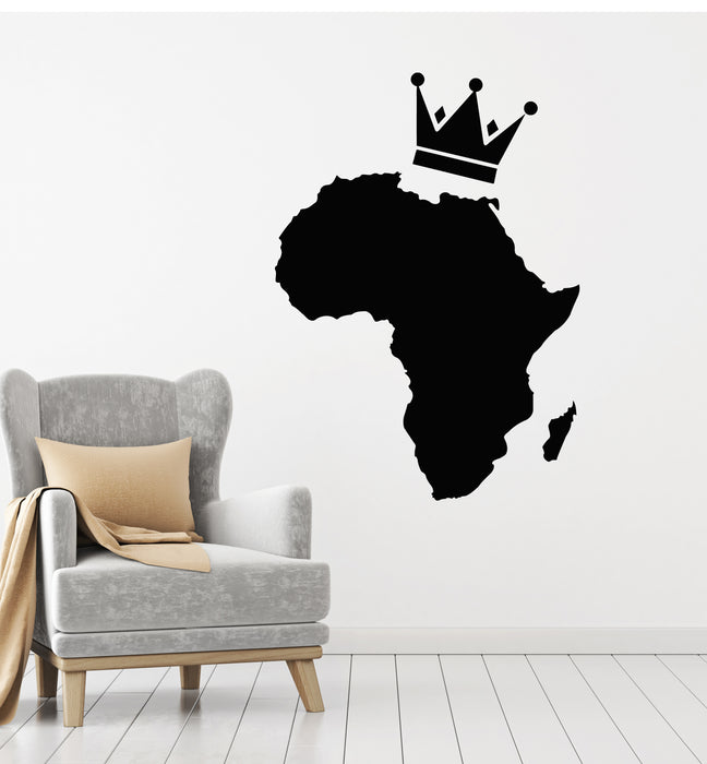 Vinyl Wall Decal Africa Map African Continent Crown Home Decoration Stickers Mural (g2065)