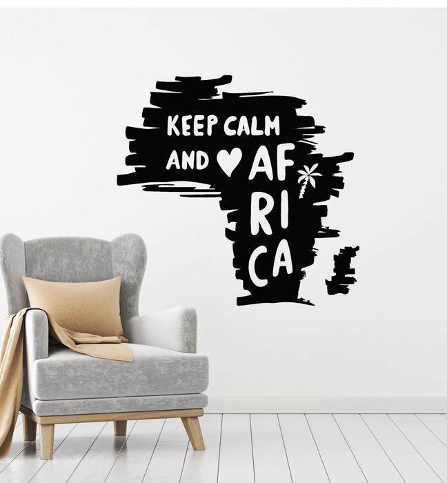 Vinyl Wall Decal Phrase Keep Calm African Continent Geography Stickers Mural (g4322)