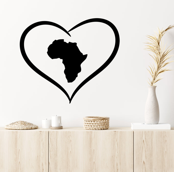Africa in Love Vinyl Wall Decal Continent Heart Stickers Mural (k190)