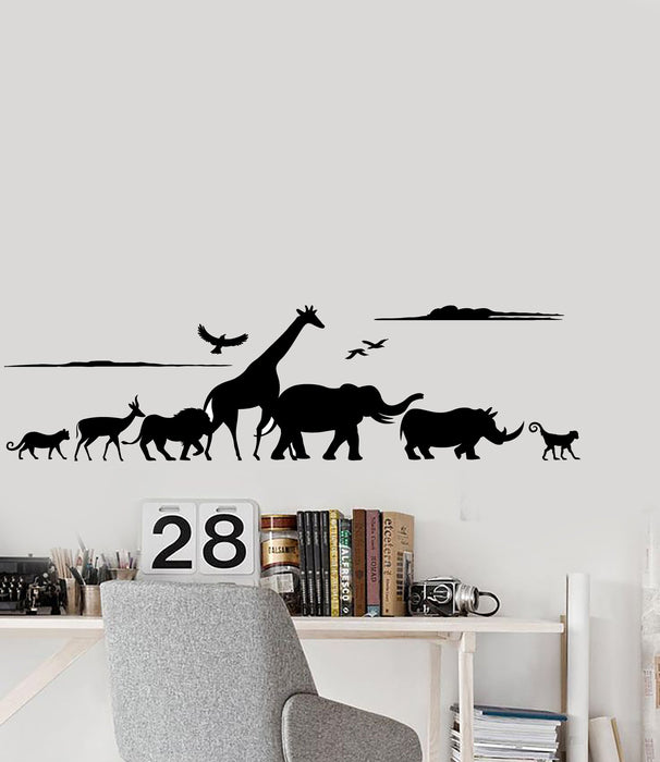 Vinyl Decal Wall Sticker African Animals Safari Giraffe Rhinoceros Monkey Elephant Lion (g099)