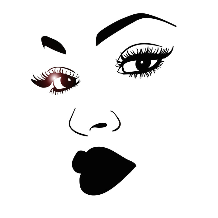 Woman Profile Portrait Girl Face Eyelashes Lips Vinyl Wall Decal Sticker (2213ig)