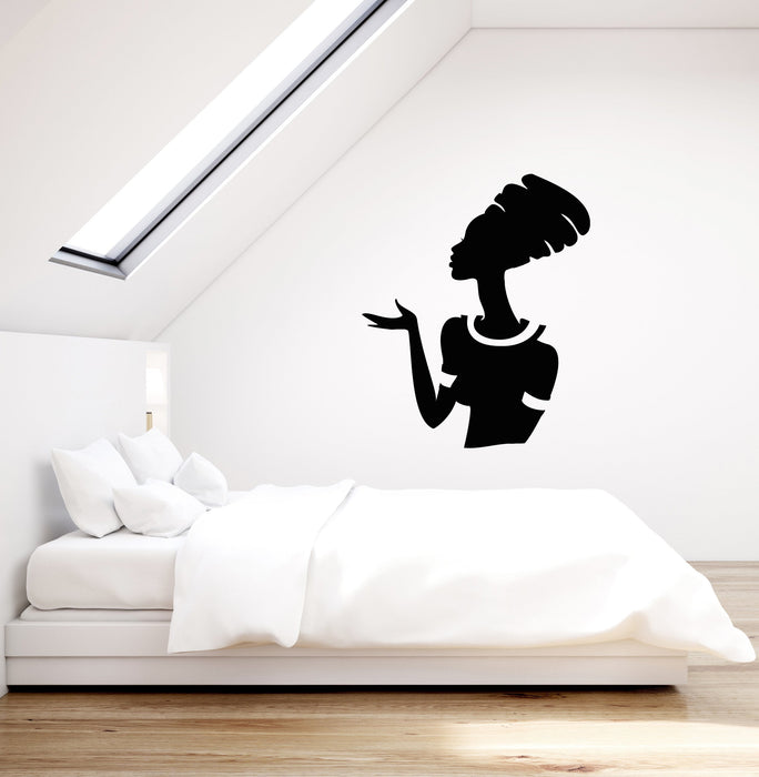 Autocollant mural en vinyle Silhouette de femme africaine Style ethnique Autocollants d'intérieur pour la maison Mural (g002)
