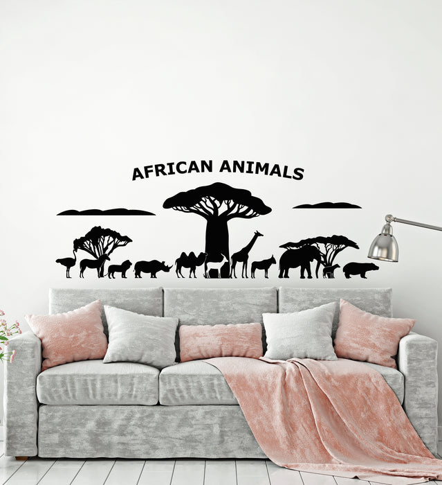 Vinyl Wall Decal Savannah Trees African Wild Animal Africa Kids Room Stickers Mural (g3201)