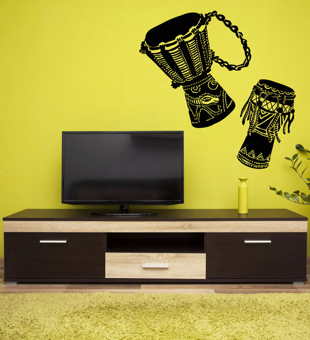 Vinyl Wall Decal Djembe African Drums Ethnic Style Musical Instrument Stickers Mural (g3953)