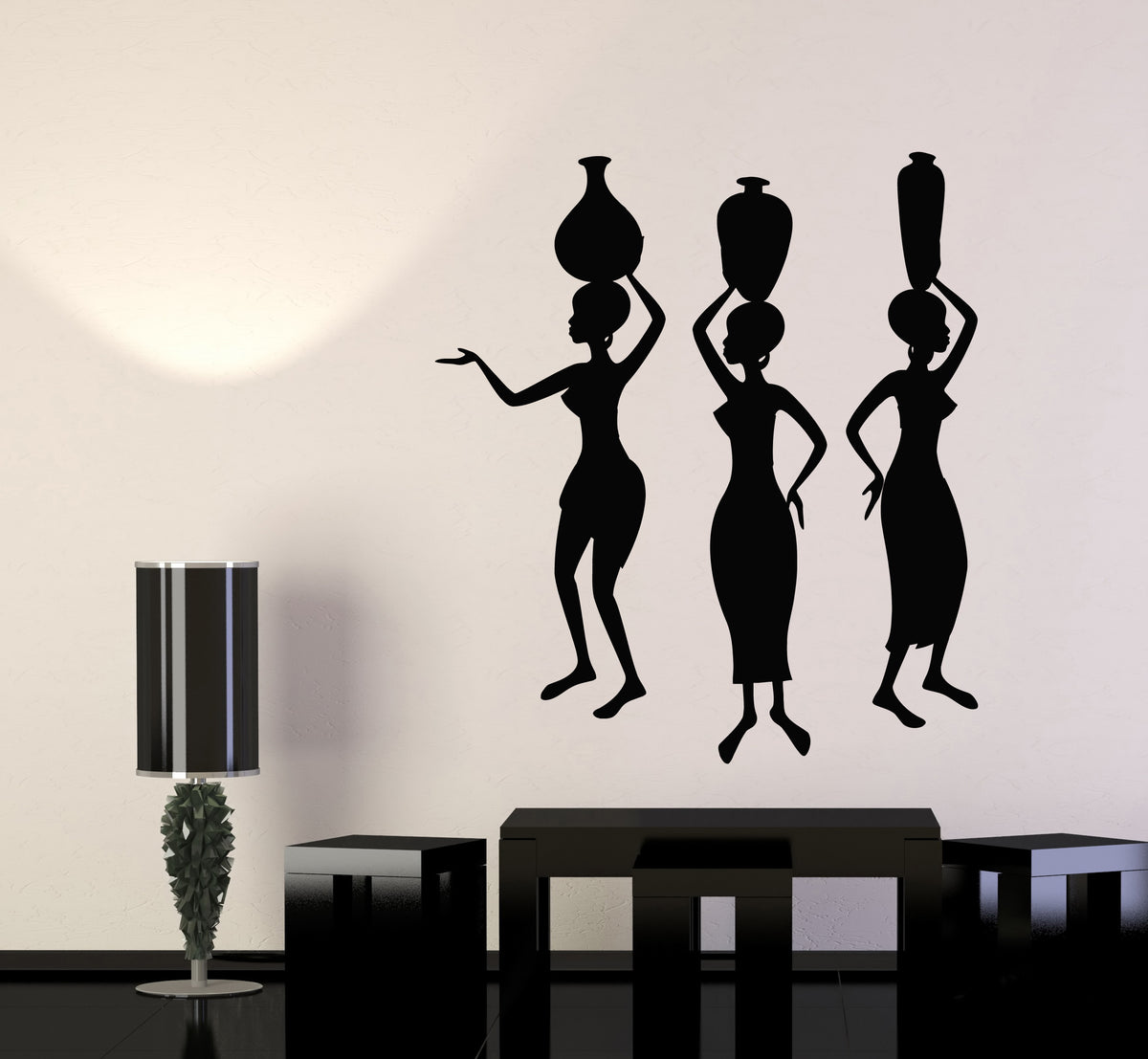 Vinyl Wall Decal Ethnic African Woman With Pottery Silhouette Stickers