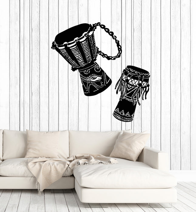Vinyl Wall Decal Djembe African Drums Ethnic Style Musical Instrument Stickers Mural (g3953)