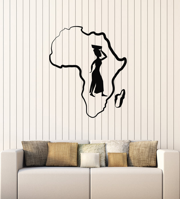 Vinyl Wall Decal African Continent Native Tradition Afro Woman Stickers Mural (g4287)