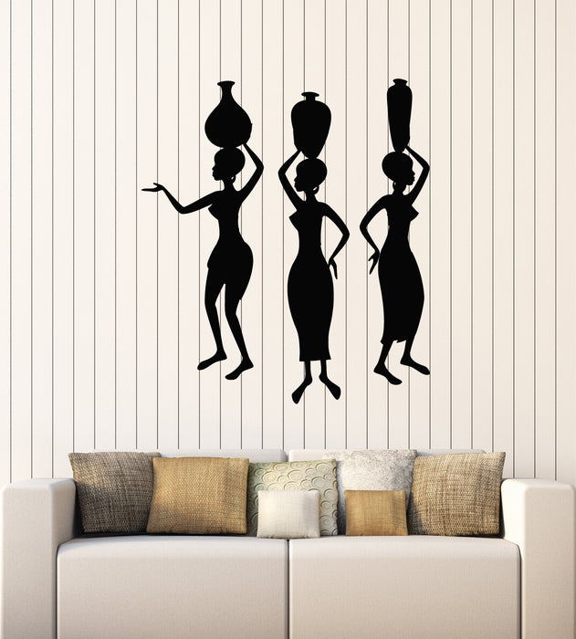 Vinyl Wall Decal Ethnic African Woman With Pottery Silhouette Stickers Mural (g7821)