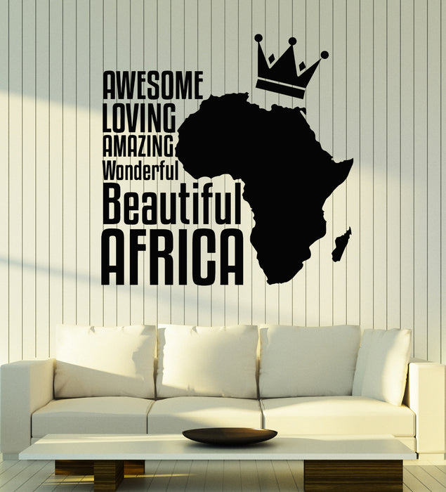 Vinyl Wall Decal Beautiful Africa Continent Map Phrase Words African Stickers Mural (g2894)