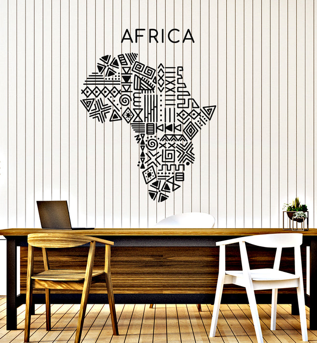 Vinyl Wall Decal Continent Africa Map Ethnic Style Home Decor Stickers Mural (g6670)