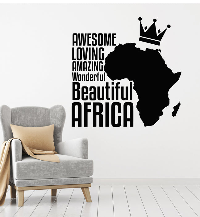 Vinyl Wall Decal Beautiful Africa Continent Map Phrase Words African Stickers Mural (g2894)